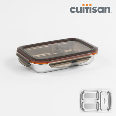 Partition Stainless Microwave-safe Lunch Box - Rectangle No. 3-1 (560ml)